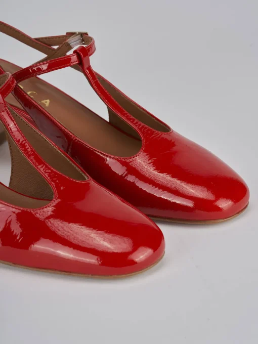 Décolleté e slingback tacco 5cm pelle rosso