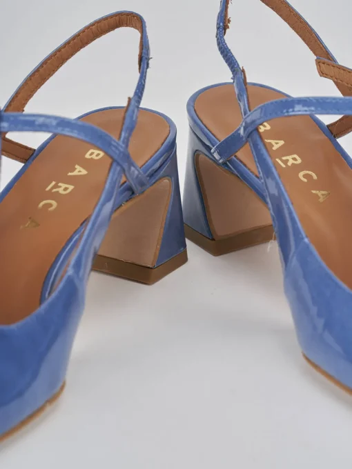 Décolleté e slingback tacco 5cm pelle jeans