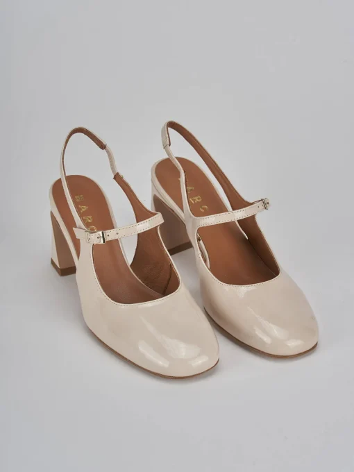 Décolleté e slingback tacco 7cm pelle beige
