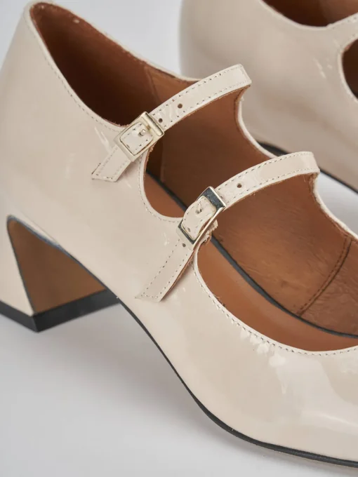 Décolleté e slingback tacco 5cm pelle beige