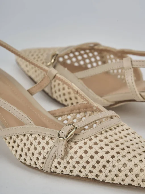 Décolleté e slingback tacco 4cm pelle beige
