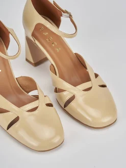 Décolleté e slingback tacco 7cm pelle marrone