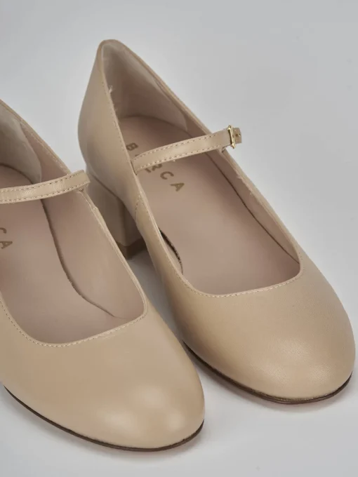 Décolleté e slingback tacco 4cm pelle marrone