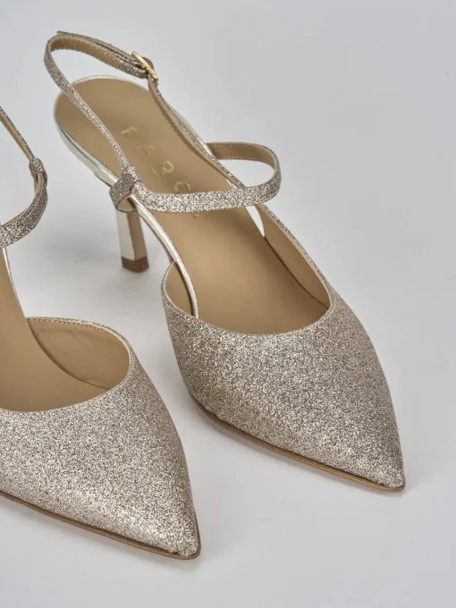 Décolleté e slingback tacco 7cm glitter rosa
