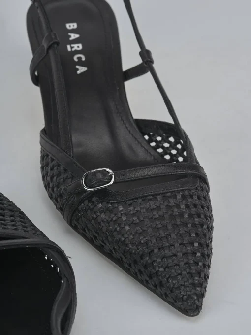Décolleté e slingback tacco 4cm pelle nero
