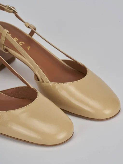 Décolleté e slingback tacco 5cm pelle marrone
