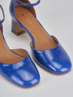 Décolleté e slingback tacco 5cm pelle blu