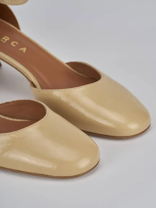Décolleté e slingback tacco 5cm pelle marrone