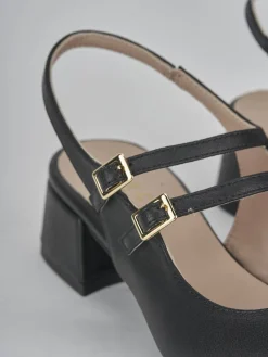 Décolleté e slingback tacco 4cm pelle nero