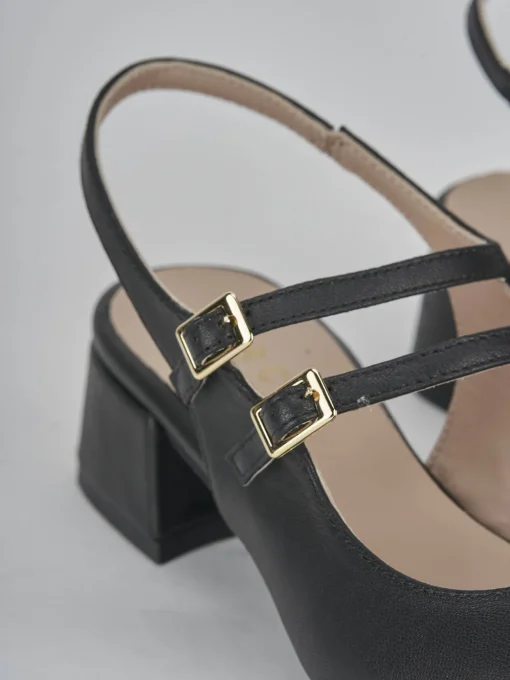 Décolleté e slingback tacco 4cm pelle nero