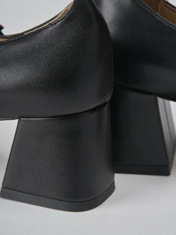 Décolleté e slingback tacco 6cm pelle nero