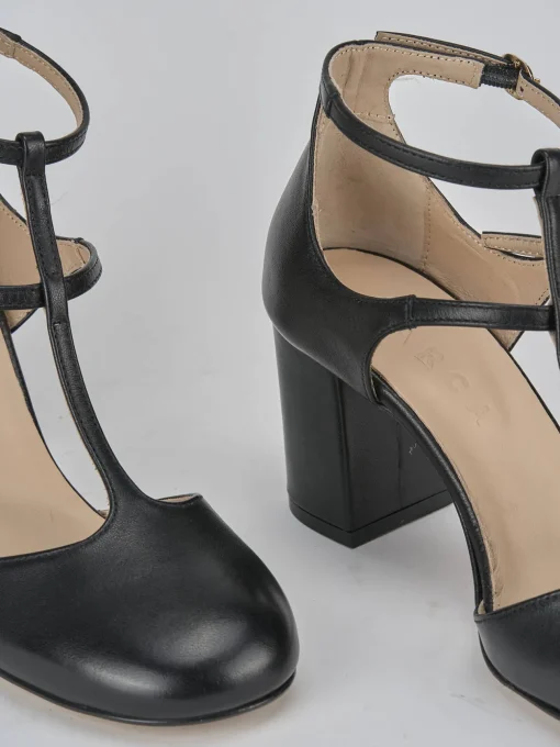 Décolleté e slingback tacco 8cm pelle nero