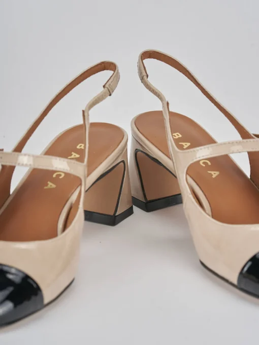 Décolleté e slingback tacco 5cm pelle beige