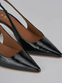 Décolleté e slingback tacco 6cm pelle nero