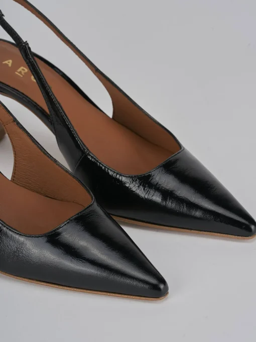 Décolleté e slingback tacco 6cm pelle nero