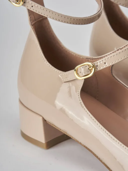 Décolleté e slingback tacco 3cm vernice beige