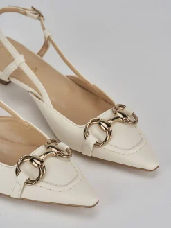 Décolleté e slingback tacco 3cm pelle bianco