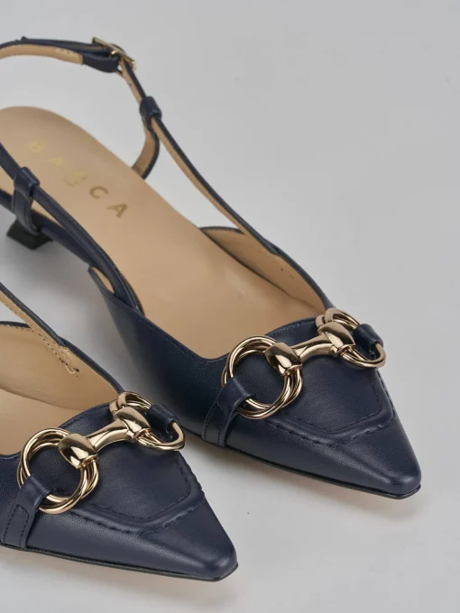Décolleté e slingback tacco 3cm pelle blu