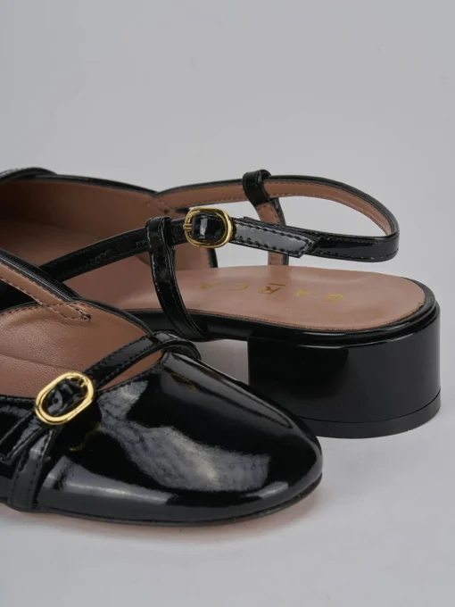 Décolleté e slingback tacco 3cm vernice nero