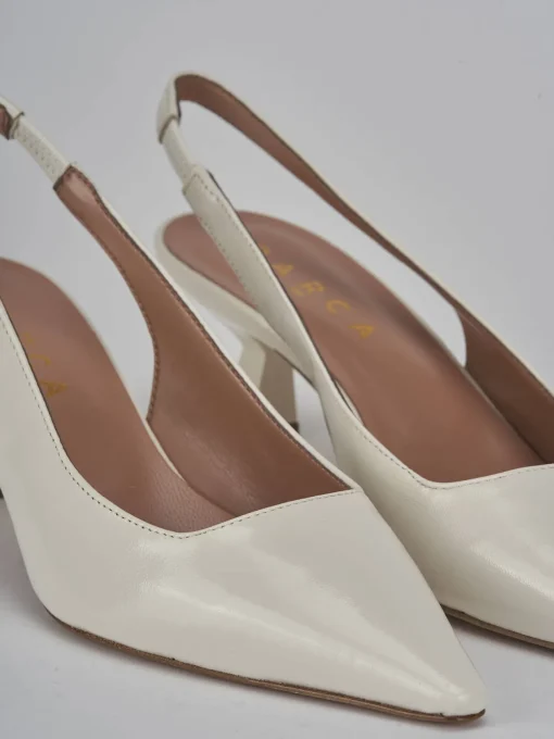 Décolleté e slingback tacco 6cm vernice bianco