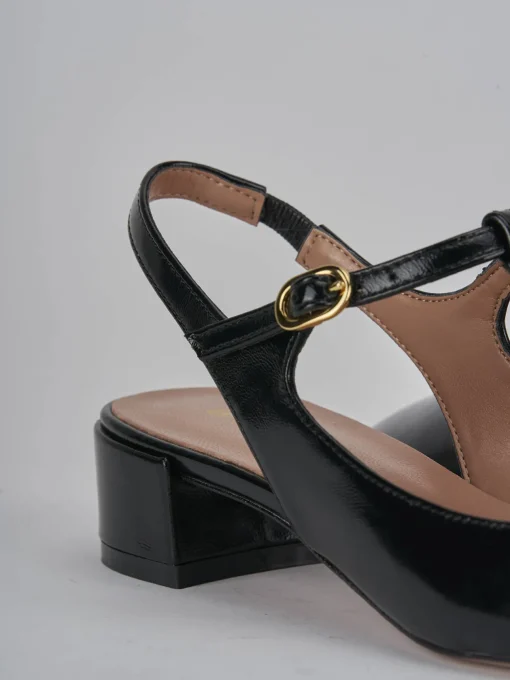 Décolleté e slingback tacco 3cm vernice nero