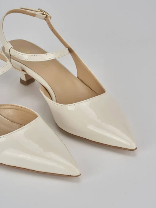Décolleté e slingback tacco 4cm vernice bianco