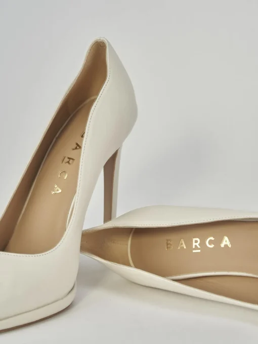 Décolleté e slingback tacco 11cm pelle bianco