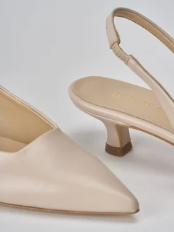 Décolleté e slingback tacco 3cm pelle beige