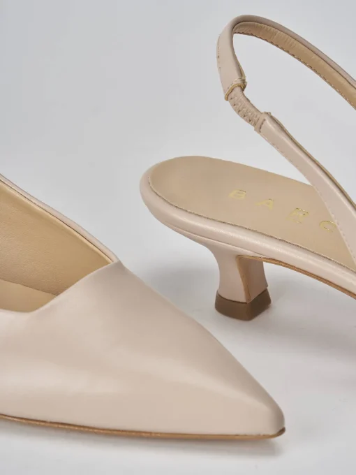 Décolleté e slingback tacco 3cm pelle beige