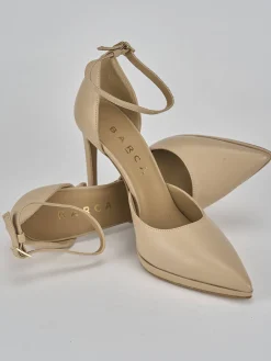 Décolleté e slingback tacco 11cm pelle marrone
