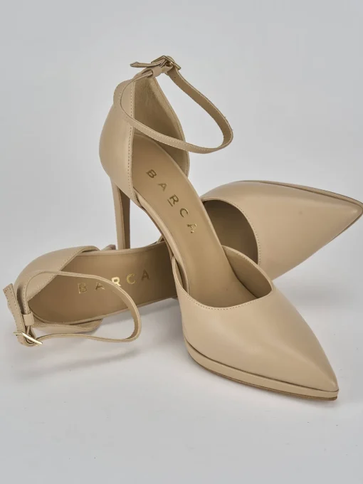 Décolleté e slingback tacco 11cm pelle marrone