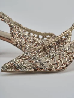 Décolleté e slingback tacco 4cm pelle bronzo