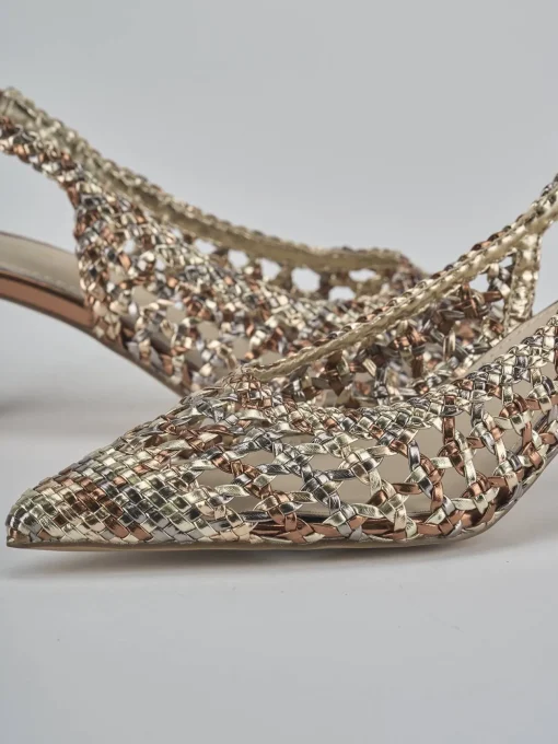 Décolleté e slingback tacco 4cm pelle bronzo