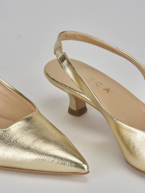 Décolleté e slingback tacco 4cm pelle oro