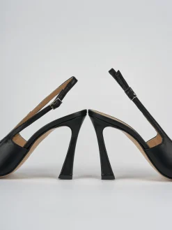 Décolleté e slingback tacco 9cm pelle nero