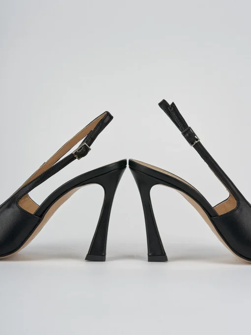 Décolleté e slingback tacco 9cm pelle nero