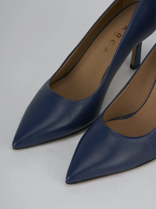 Décolleté e slingback tacco 7cm pelle blu