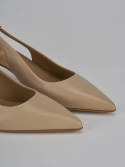 Décolleté e slingback tacco 5cm pelle marrone
