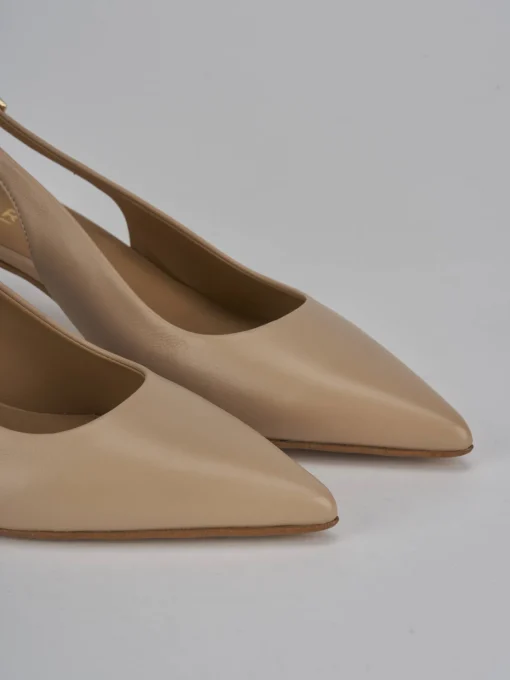 Décolleté e slingback tacco 5cm pelle marrone