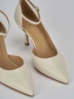 Décolleté e slingback tacco 7cm pelle bianco