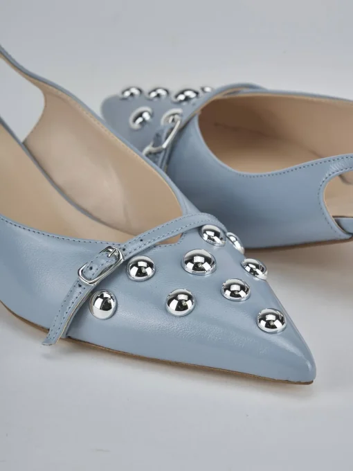 Décolleté e slingback tacco 5cm vernice azzurro