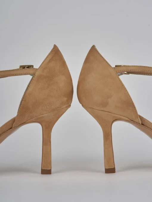 Décolleté e slingback tacco 7cm camoscio marrone