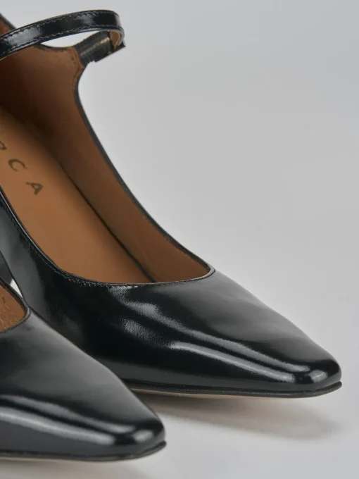 Décolleté e slingback tacco 6cm pelle nero