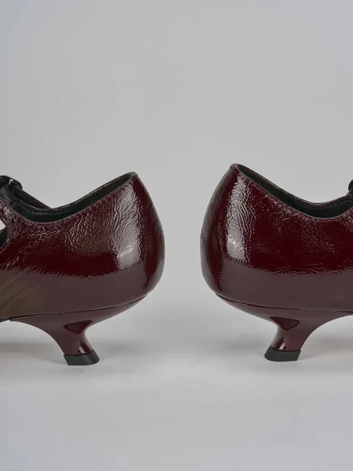 Décolleté e slingback tacco 4cm vernice bordo'