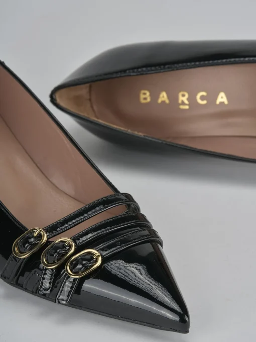 Décolleté e slingback tacco 5cm vernice nero