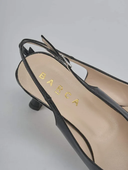 Décolleté e slingback tacco 5cm vernice nero