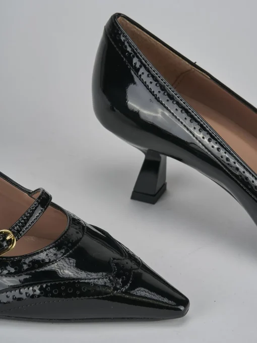 Décolleté e slingback tacco 6cm vernice nero