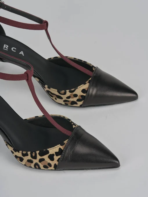 Décolleté e slingback tacco 7cm pelle nero