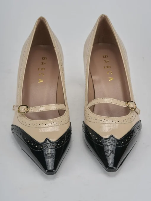 Décolleté e slingback tacco 6cm vernice beige