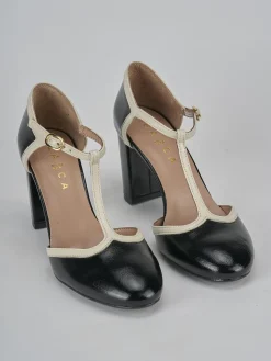 Décolleté e slingback tacco 8cm pelle nero